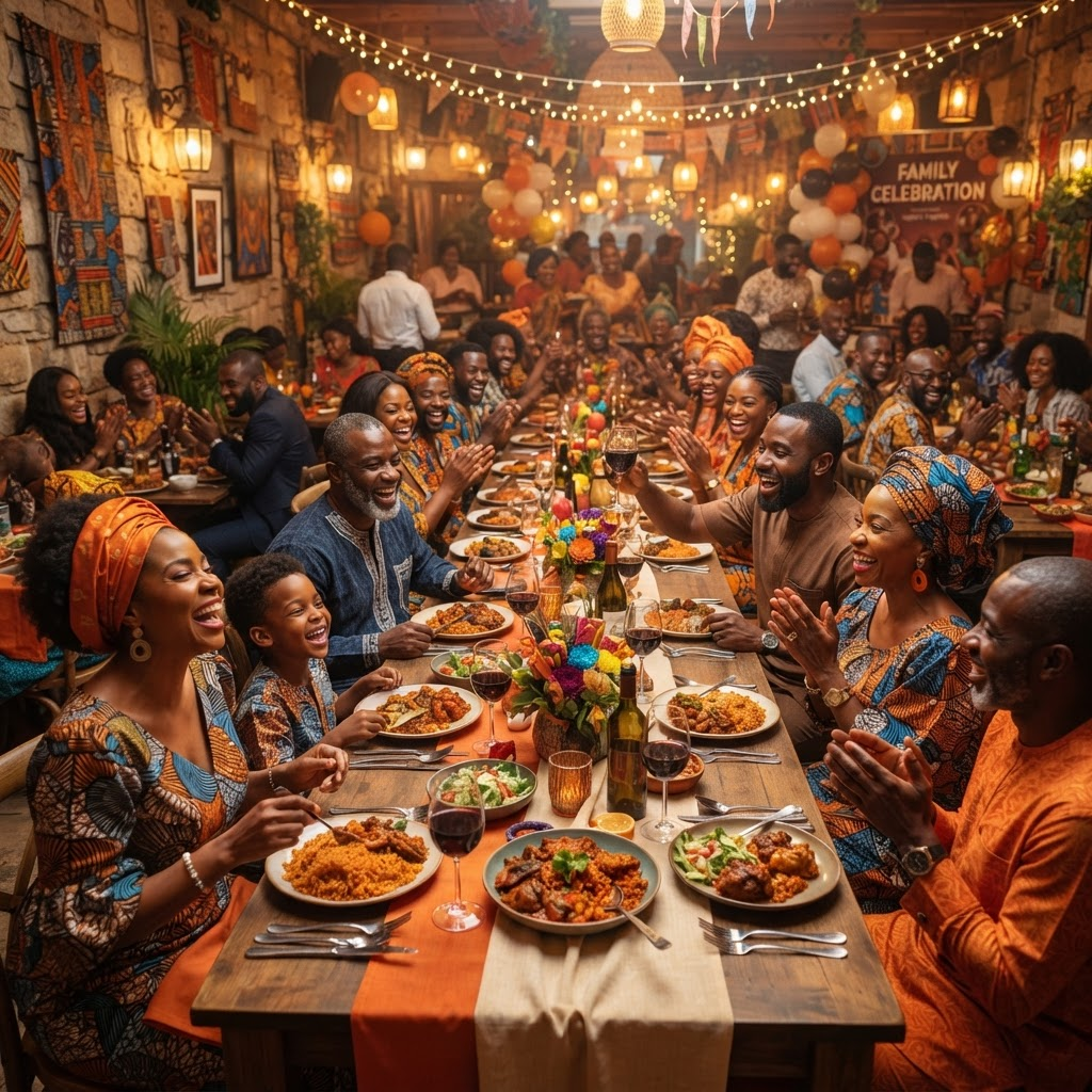 Festive family celebration dinner