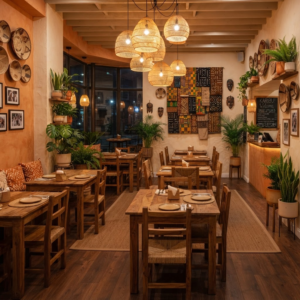 Warm restaurant interior